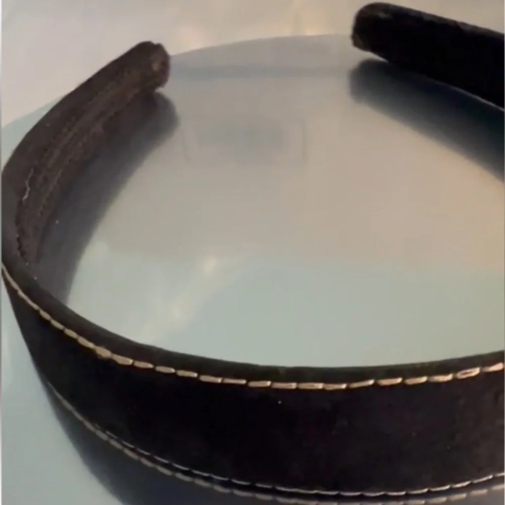 3/$15 Black Suede Headband with Tan stitching Not New but Never Worn